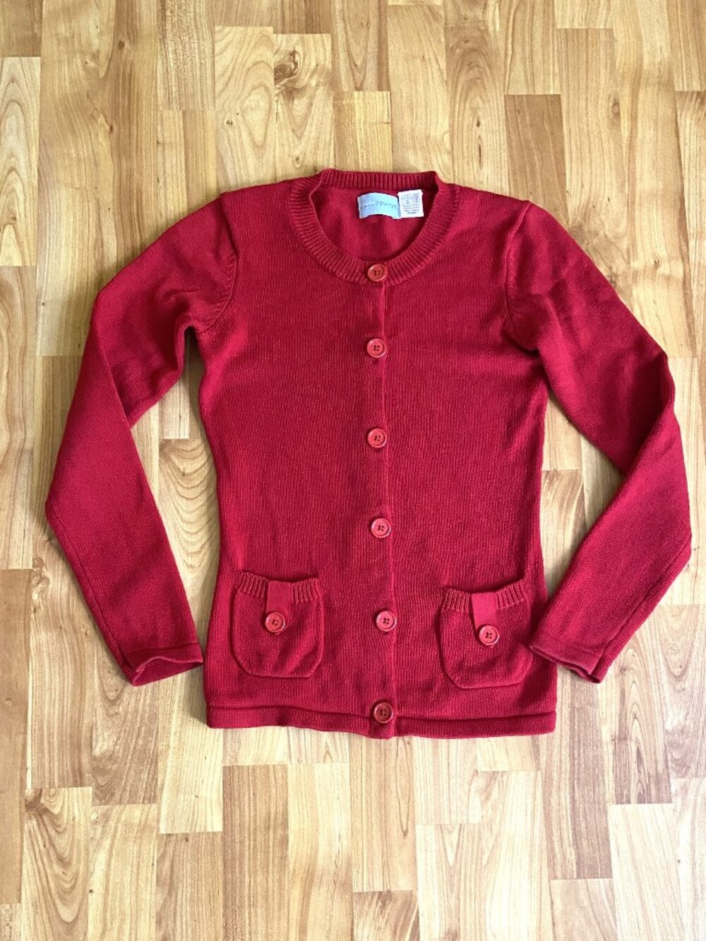 Laura Clement Collection Red Button Front slim fit Cardigan 100% Cotton
